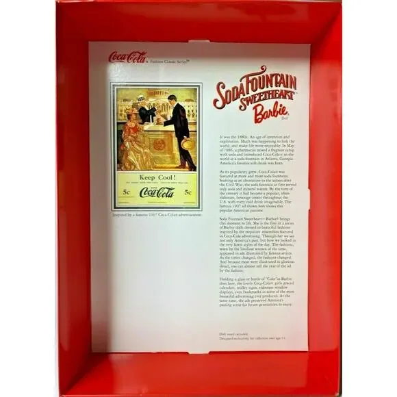 1996 Barbie Coca-Cola Fashion Classic Series Soda Fountain Sweetheart NIB#2